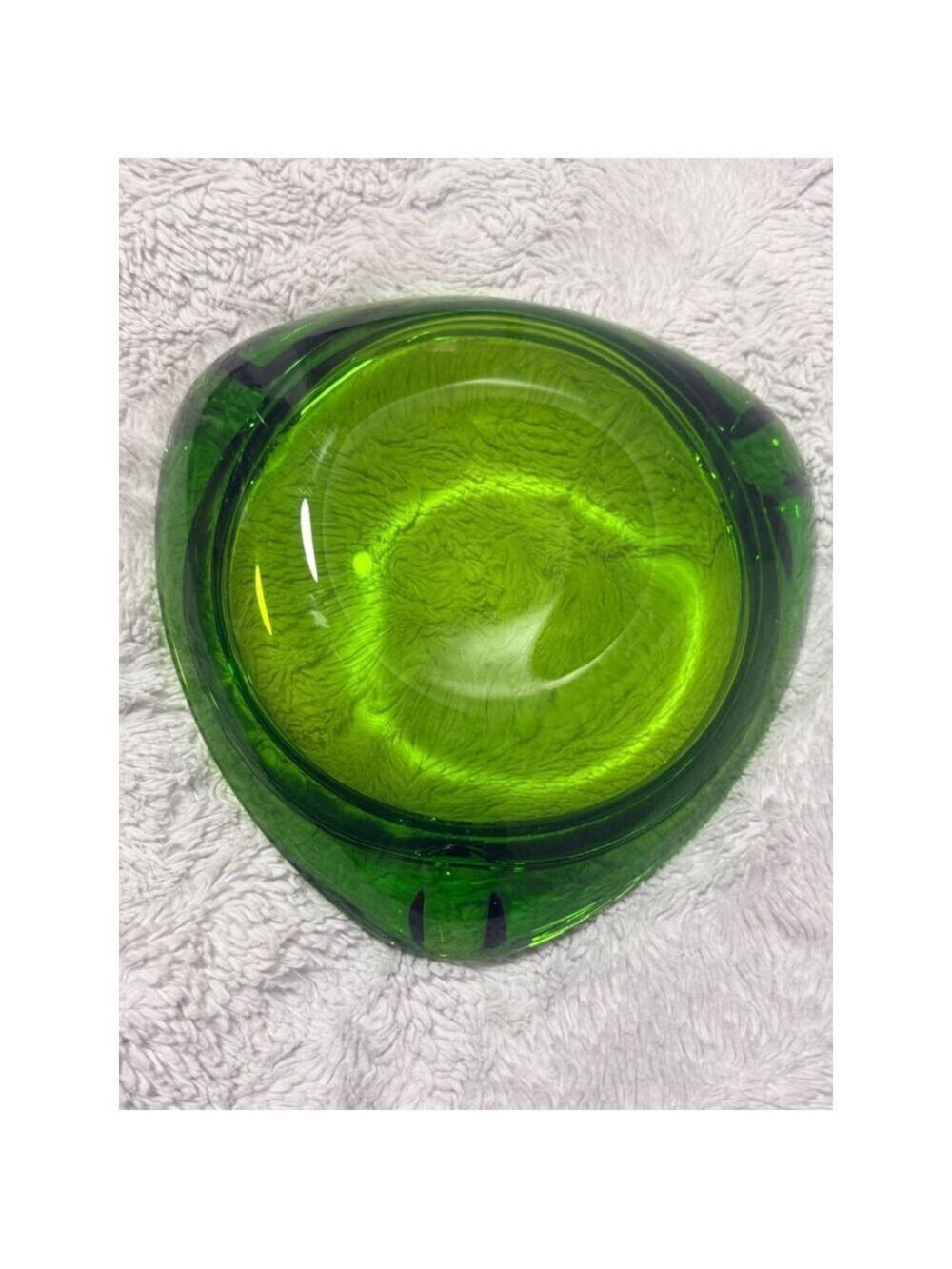 Vintage Viking? Glass green ashtray heavy glass 8”